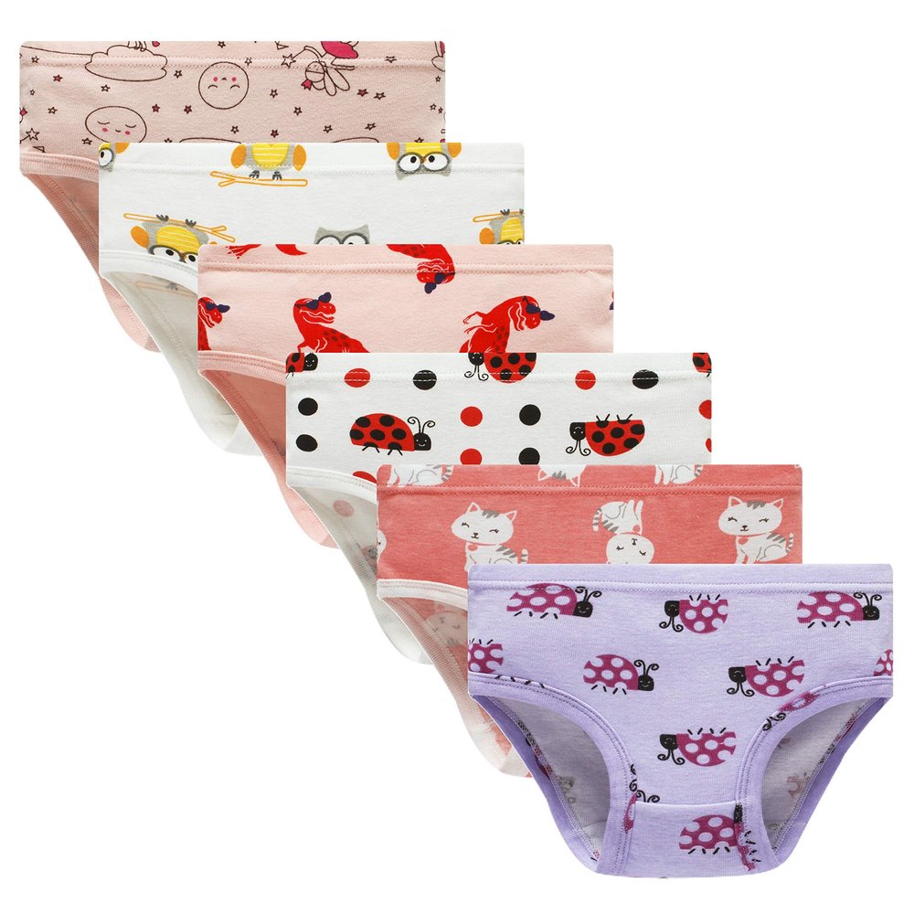 Barara King Girls' Undies 100% Cotton Panties Baby Toddler Soft Underwear Kids Briefs (Pack of 6) Size 18-24 Months