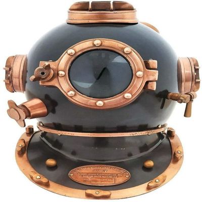 Antique Museum Black Anchor Engineer 1921 Nautical Deep Sea Diver's Maritime Collectible 18 Inches Ship's Decor Scuba Diving Helmet