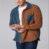 UANEO Mens Shacket Patchwork Long Sleeve Button Down Corduroy Shirts for Men (Blue-M) view 2