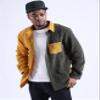 UANEO Mens Shacket Patchwork Long Sleeve Button Down Corduroy Shirts for Men (Green-M) view 3
