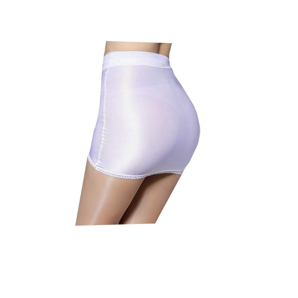 Long-Perfect Womens Super Shiny Shaping Miniskirt Oily Bright Shimmery Stockings Skirt (White)