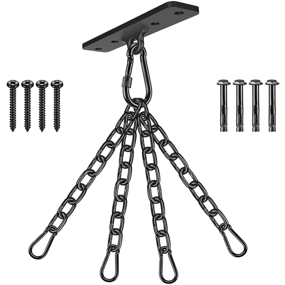 Dolibest Heavy Duty Boxing Punching Bag Chain,600 LB Capacity, Wall Mount Ceiling Hooks for Boxing& MMA,Wood Beam Holder with 4 Chains and 4 Carabiners,4 Wood Screws for Wooden Sets