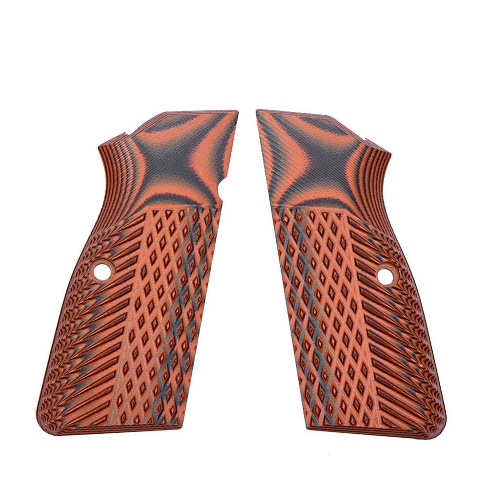 Guuun G10 Grips for Browning Hi Power and Tisas Regent BR9, OPS Eagle Wings Diamond Texture - Orange