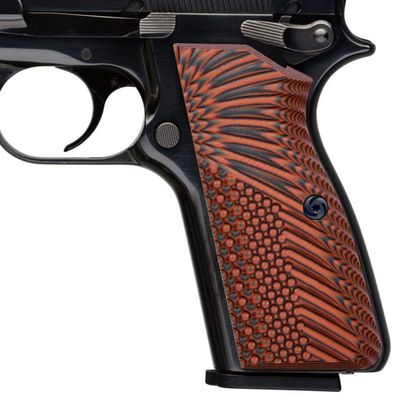 Guuun G10 Grips for Browning Hi Power and Tisas Regent BR9, OPS Eagle Wings Texture - Orange