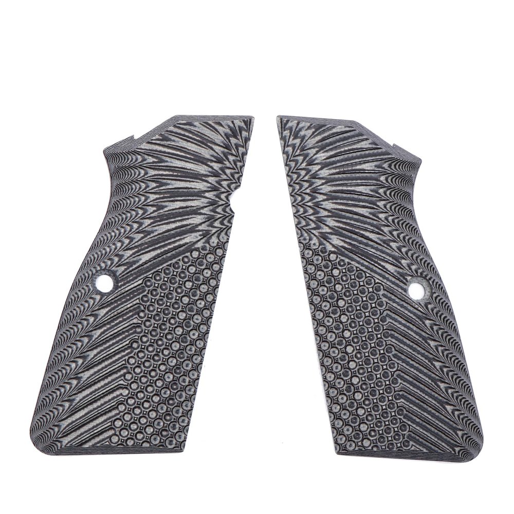 Guuun G10 Grips for Browning Hi Power and Tisas Regent BR9, OPS Eagle Wings Texture - Grey