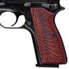 Guuun G10 Grips for Browning Hi Power and Tisas Regent BR9, Sunburst Tactical Texture - Red view 1