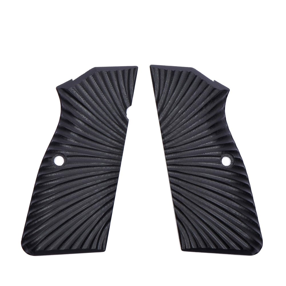 Guuun G10 Grips for Browning Hi Power and Tisas Regent BR9, Sunburst Tactical Texture - Black
