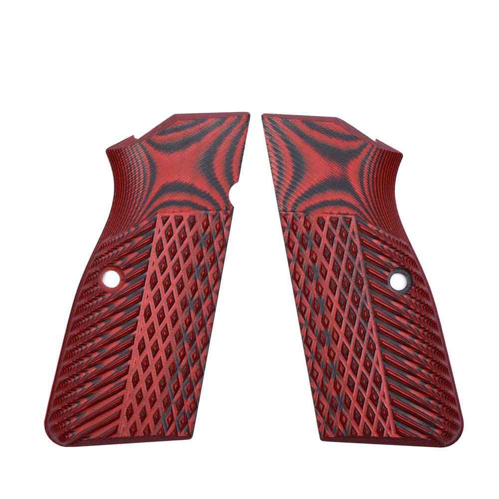 Guuun G10 Grips for Browning Hi Power and Tisas Regent BR9, OPS Eagle Wings Diamond Texture - Red
