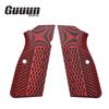 Guuun G10 Grips for Browning Hi Power and Tisas Regent BR9, OPS Eagle Wings Diamond Texture - Red view 2