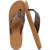 KuaiLu Mens Flip Flops Arch Support Comfortable Cushion Memory Foam Recovery Walking Waterproof Leather Thong Sandals Orthotic Plantar Fasciitis Summer Casual Beach Pool Slip on Slippers Khaki Size 10 view 1