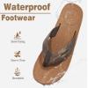 KuaiLu Mens Flip Flops Arch Support Comfortable Cushion Memory Foam Recovery Walking Waterproof Leather Thong Sandals Orthotic Plantar Fasciitis Summer Casual Beach Pool Slip on Slippers Khaki Size 10 view 3