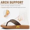 KuaiLu Mens Flip Flops Arch Support Comfortable Cushion Memory Foam Recovery Walking Waterproof Leather Thong Sandals Orthotic Plantar Fasciitis Summer Casual Beach Pool Slip on Slippers Khaki Size 10 view 4