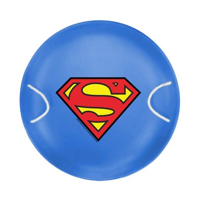 Slippery Racer ProDisc 26 Inch Heavy Duty Aluminum Iron Alloy Metal Kids Winter Saucer Snow Sled with Dual Riveted Soft Grip Rope Handles (Superman)