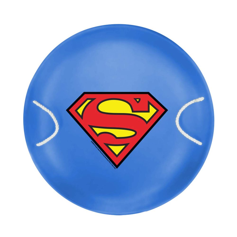 Slippery Racer ProDisc 26 Inch Heavy Duty Aluminum Iron Alloy Metal Kids Winter Saucer Snow Sled with Dual Riveted Soft Grip Rope Handles (Superman)