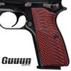 Guuun G10 Grips for Browning Hi Power and Tisas Regent BR9, OPS Eagle Wings Texture - Red view 1