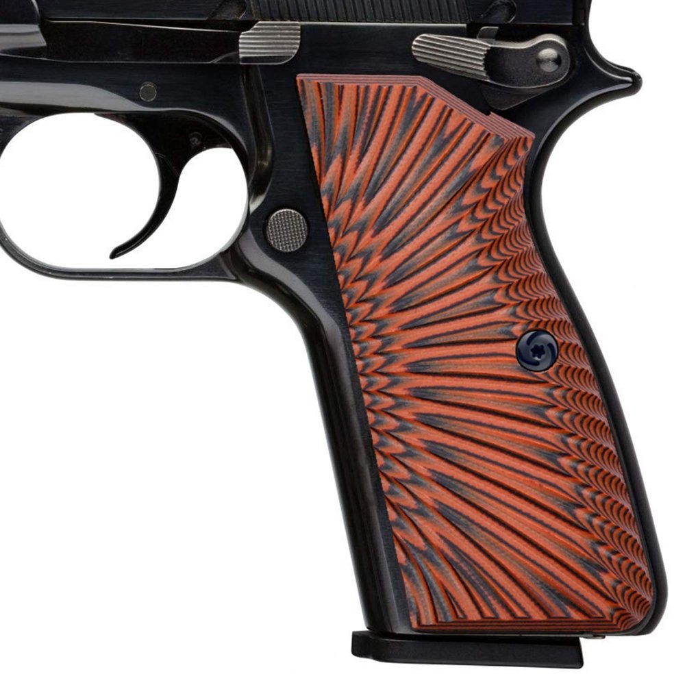 Guuun G10 Grips for Browning Hi Power and Tisas Regent BR9, Sunburst Tactical Texture - Orange