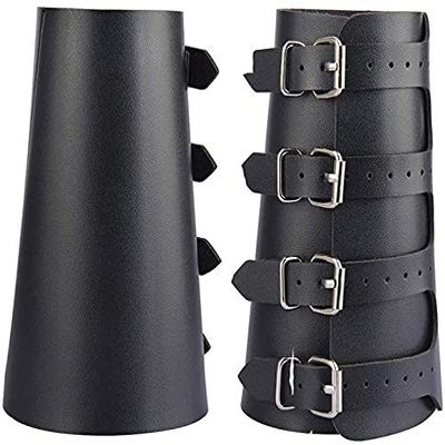 Nautical-Mart Leather Gauntlet Wristband Medieval Bracers Wrist Band Buckle Wide Bracer Arm Armor Cuff (Black)