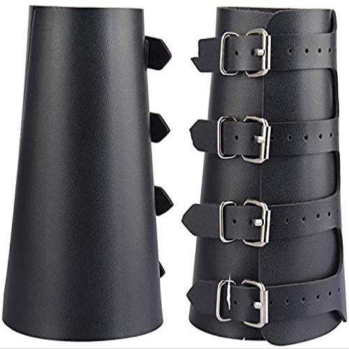 Nautical-Mart Leather Gauntlet Wristband Medieval Bracers Wrist Band Buckle Wide Bracer Arm Armor Cuff (Black)