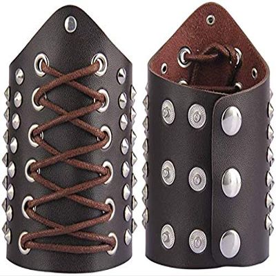 Nautical-Mart Leather Gauntlet Wristband Medieval Bracers Wrist Band Buckle Wide Bracer Arm Armor Cuff (Brown)