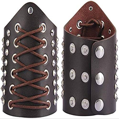 Nautical-Mart Leather Gauntlet Wristband Medieval Bracers Wrist Band Buckle Wide Bracer Arm Armor Cuff (Brown)