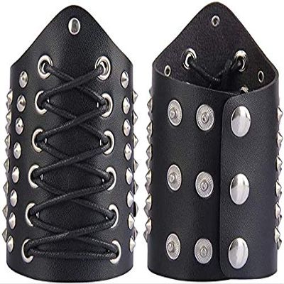 Nautical-Mart Leather Gauntlet Wristband Medieval Bracers Wrist Band Buckle Wide Bracer Arm Armor Cuff (Black)