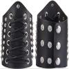 Nautical-Mart Leather Gauntlet Wristband Medieval Bracers Wrist Band Buckle Wide Bracer Arm Armor Cuff (Black) view 1