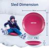 Slippery Racer ProDisc 26 Inch Heavy Duty Aluminum Iron Alloy Metal Kids Winter Saucer Snow Sled with Dual Riveted Soft Grip Rope Handles, Pink view 2