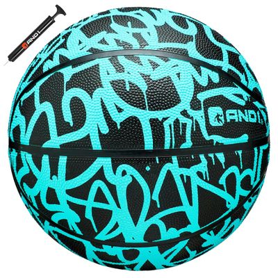 AND1 Fantom Rubber Basketball & Pump (Graffiti Series)- Official Size 7 (29.5) Streetball, Made for Indoor and Outdoor Basketball Games (Mint)