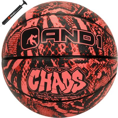 AND1 Chaos Basketball: Official Regulation Size 7 (29.5 inches) Rubber Basketball - Deep Channel Construction Streetball, Made for Indoor Outdoor Games