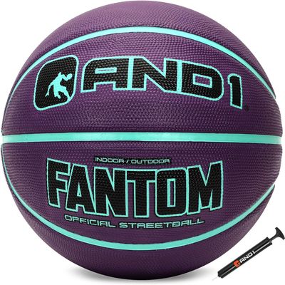 AND1 Fantom Rubber Basketball: Official Regulation Size 7 (29.5 inches) - Deep Channel Construction Streetball, Made for Indoor Outdoor Basketball Games