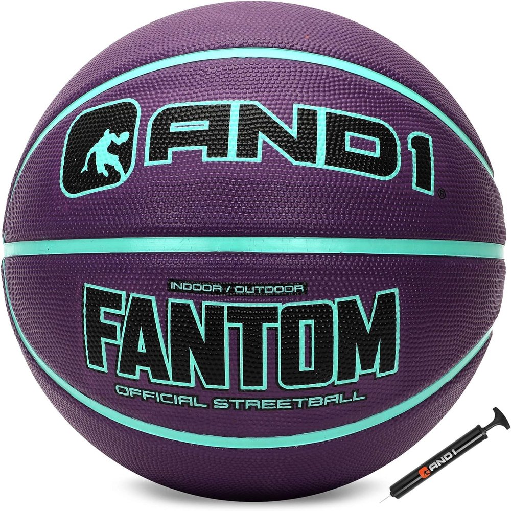 AND1 Fantom Rubber Basketball: Official Regulation Size 7 (29.5 inches) - Deep Channel Construction Streetball, Made for Indoor Outdoor Basketball Games