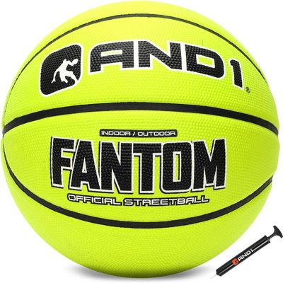 AND1 Fantom Rubber Basketball: Official Regulation Size 7 (29.5 inches) - Deep Channel Construction Streetball, Made for Indoor Outdoor Basketball Games