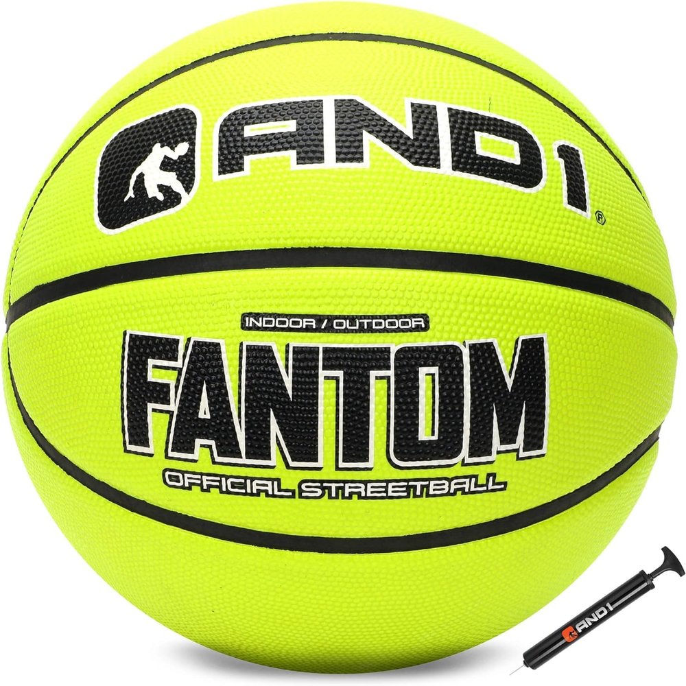 AND1 Fantom Rubber Basketball: Official Regulation Size 7 (29.5 inches) - Deep Channel Construction Streetball, Made for Indoor Outdoor Basketball Games