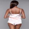 Luna Satin Pajama Short Set Blush Pink X-Large view 3