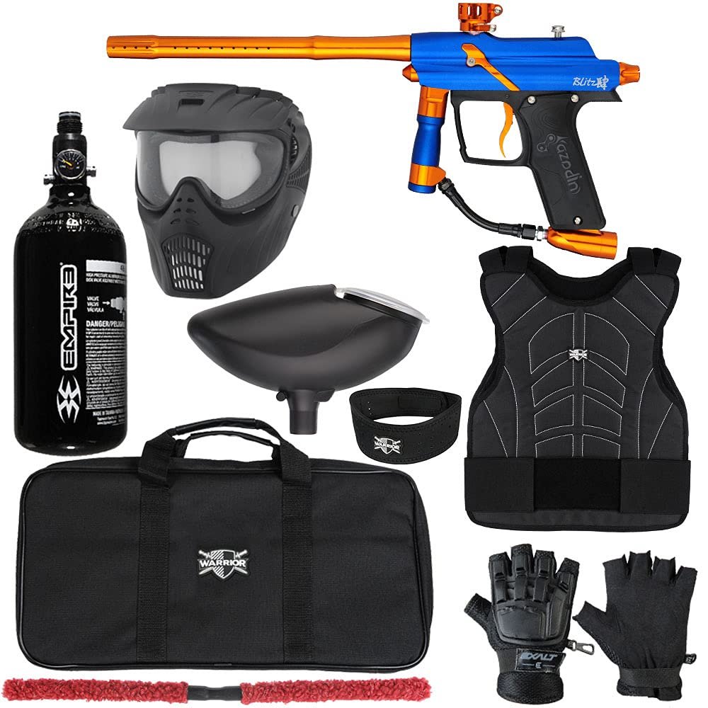 Action Village Azodin Blitz 4 Protector Paintball Gun Package Kit Level 1 (Dust Blue/Polished Orange, Large/X-Large)