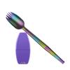FinalSpork Collapsible, Reusable Metal Spork with Travel Case | Pocket-Sized | Stainless Steel & Platinum Grade Silicone | Eco-Friendly | Porpoise-Ful Purple Case, Rainbow Spork view 1