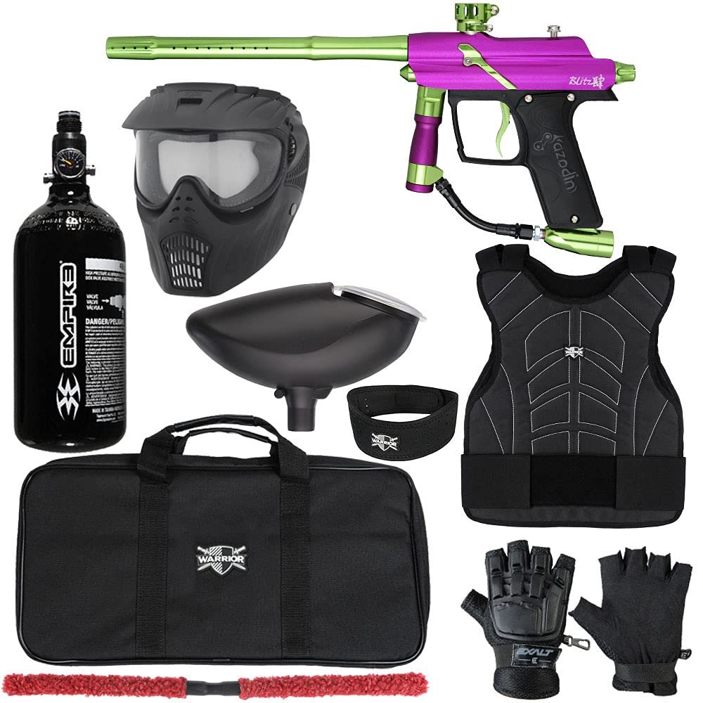 Action Village Azodin Blitz 4 Protector Paintball Gun Package Kit Level 1 (Dust Purple/Polished Green, Small/Medium)