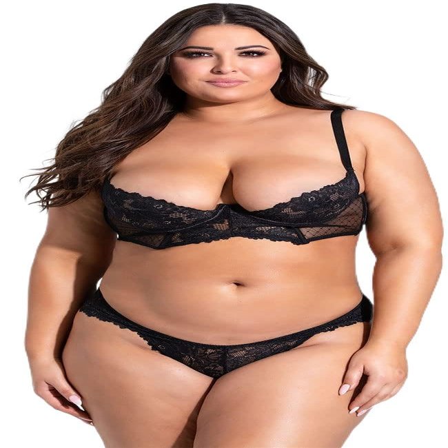 Plus Size Love to Flirt Bra Set Black 1X/2X