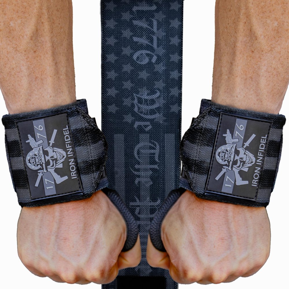 Iron Infidel Wrist Wraps for Weightlifting - 18" Heavy Duty Support for Working Out, Gym Accessories for Men - Use for Lifting, Crossfit, Fitness, Exercise, Bench Press, Powerlifting (1776)