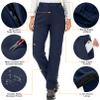 Women's Snow Fleece-Lined Waterproof Pants Soft Shell Insulated Tactical Winter Hiking,Camping,Travel 5022,Blue,40 view 4