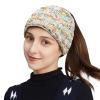 Womens Ponytail Beanie Hat with Button for Mask,Criss Cross Winter High Messy Bun Beanie Hat with Ponytail Hole view 1