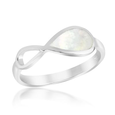 AeraVida Everlasting Infinity Bond Semi Mother of Pearl Inlay .925 Sterling Silver Ring | Pearl Rings for Women Sterling Silver | Infinity Rings for Women (8)