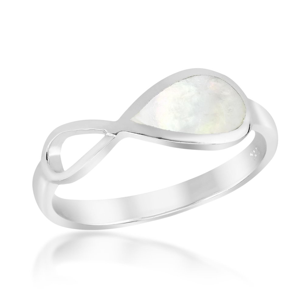 AeraVida Everlasting Infinity Bond Semi Mother of Pearl Inlay .925 Sterling Silver Ring | Pearl Rings for Women Sterling Silver | Infinity Rings for Women (8)