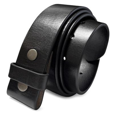 100% One-Piece Full Grain Leather Belt Strap with No Slot Hole 1-1/2"(38mm) Wide (Black, 46)