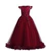 WOCINL Flower Girls Lace Appliques Wedding Dress Princess First Communion Long Tulle Birthday Pageant Party Dance Ball Gown Burgundy 9-10T view 2