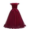 WOCINL Flower Girls Lace Appliques Wedding Dress Princess First Communion Long Tulle Birthday Pageant Party Dance Ball Gown Burgundy 9-10T view 3