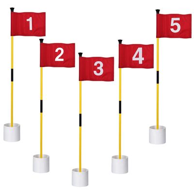 KINGTOP Golf Flagsticks Mini, Putting Green Flag for Yard, All 3 Feet, Golf Pin Flags Hole Cup Set, Fiberglass Portable 2-Section Design, Numbered# 1-5