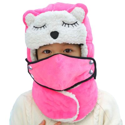 Kids Cartoon Trapper Hats Boys Girls Windproof Warm Fleece Winter Hats with Removable Face Protective Cover Cold Weather Snow Ski Cap Thermal Outdoor Winter Hat Caps for Hunting Running Cycling
