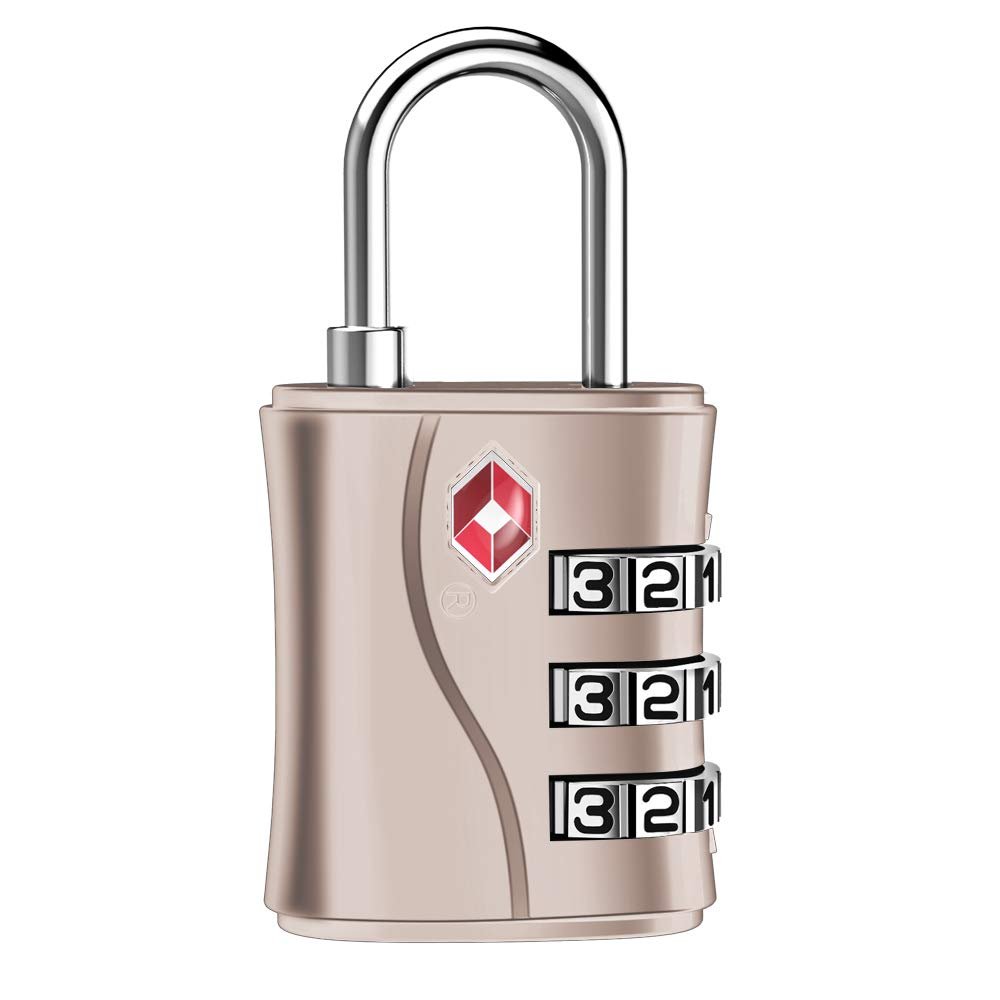 ZHEGE TSA Lock for Luggage, 3 Digit Travel Lock for Suitcase, Backpack, Baggage (Rose Gold, 1 Pack)