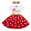 Birthday Dresses for Girls Polka Dots Ruffled Tutu Dress Shiny Sequin Headband Soft Clothing Set Cake Smash Photography Prop 2pcs ONE dress Red 1T view 1